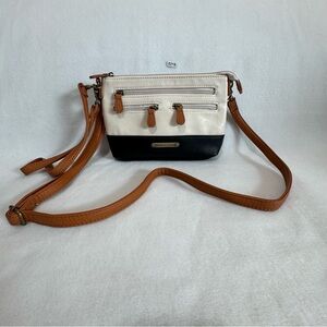 Stone Mountain Accessories Black and Cream Crossbody Shoulder Bag Purse Leather